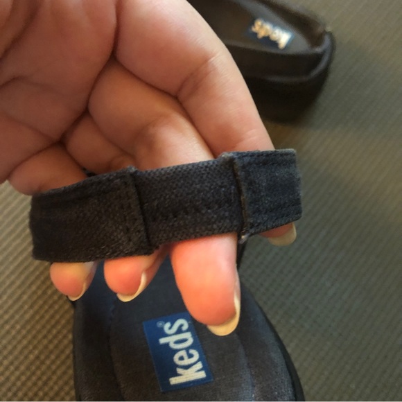 Vintage Keds Navy Blue Fabric Slingback Wedge Sandals - Picture 4 of 8